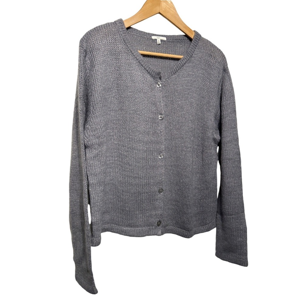 NIA Ariana Cardigan Sweater Gray Loose Knit Lightweight Size XL Retail: $98 EUC